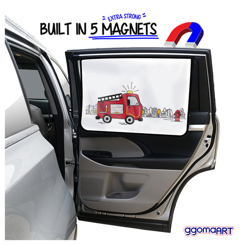 Magnetic Car Window Shade Shade - Fire Truck